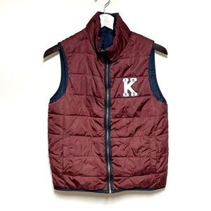 Ikks Reversible Puffer Quilted Vest Burgandy/Navy Boys 14